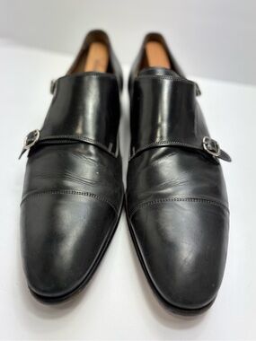 Elegant Men's Black Double Monk Strap Dress Shoes
